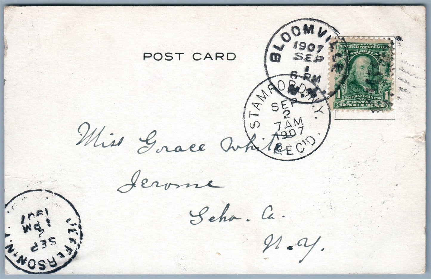 DELHI NY THE CEMETERY 1907 UNDIVIDED ANTIQUE POSTCARD