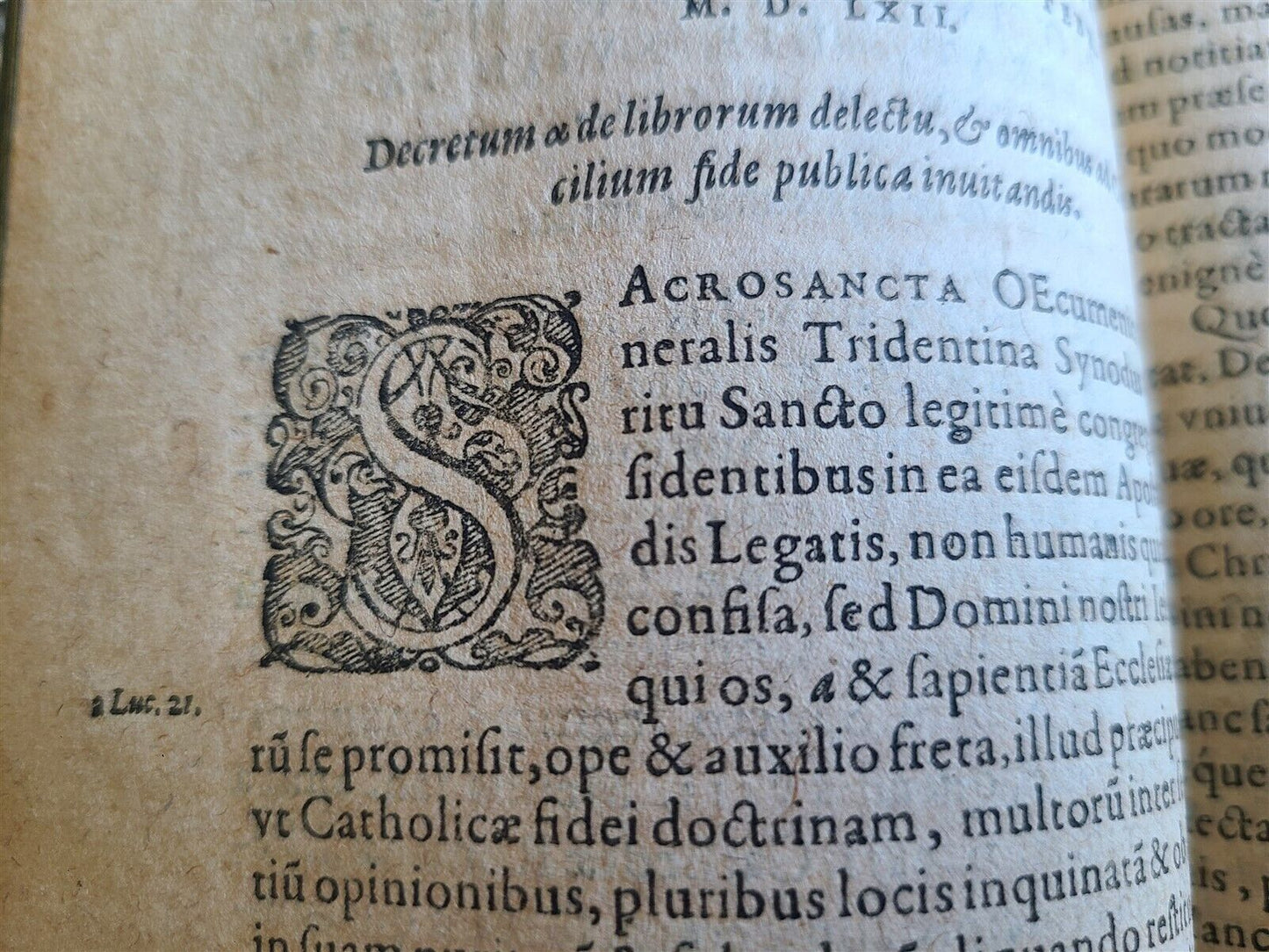 1621 SANCROS. CONCILII TRIDENTINI CANONES et DECRETA antique PIGSKIN BINDING