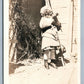 SMALL GIRL w/ DOG ANTIQUE REAL PHOTO POSTCARD RPPC