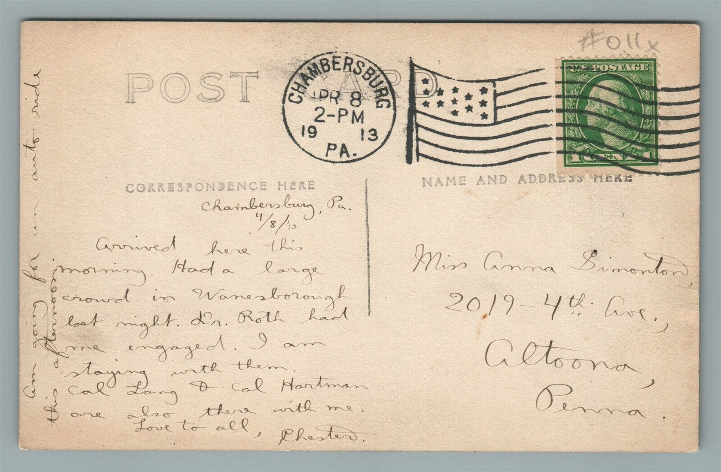 CHAMBERSBURG PA PHILADELPHIA AVENUE ANTIQUE REAL PHOTO POSTCARD RPPC