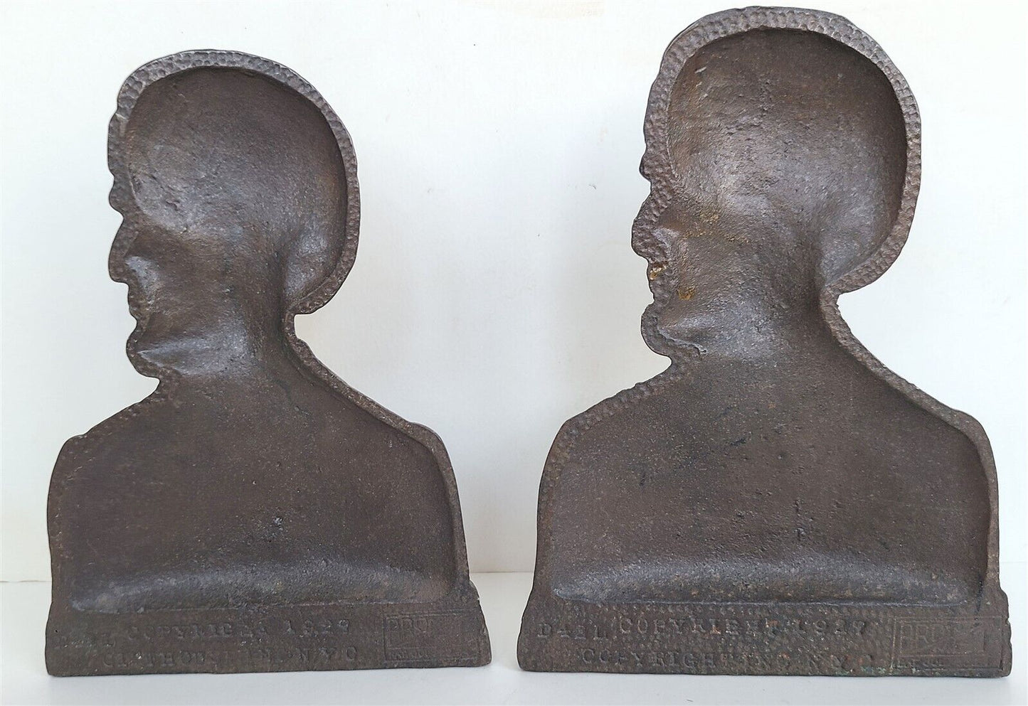 1927 PAIR OF antique CAST IRON ABRAHAM LINCOLN BOOKENDS