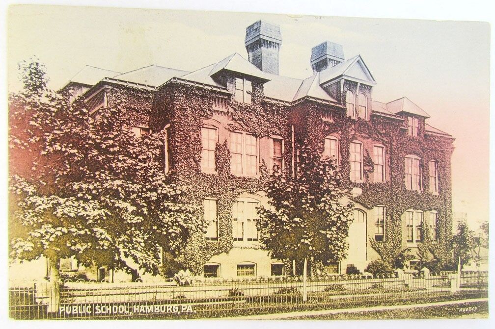 1912 ANTIQUE POSTCARD PUBLIC SCHOOL HAMBURG PA