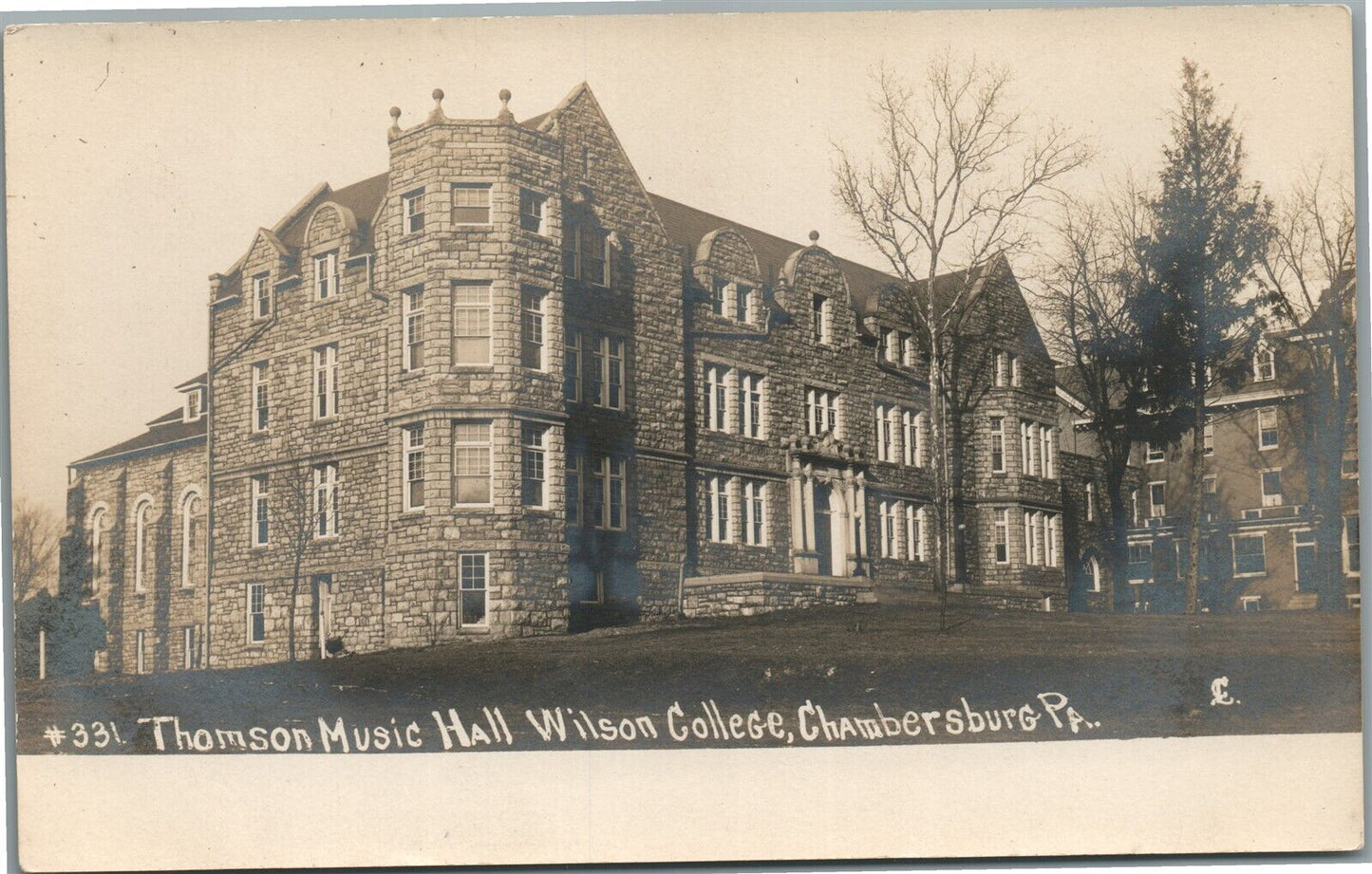 CHAMBERSBURG PA THOMSON HALL WILSON COLLEGE ANTIQUE REAL PHOTO POSTCARD RPPC