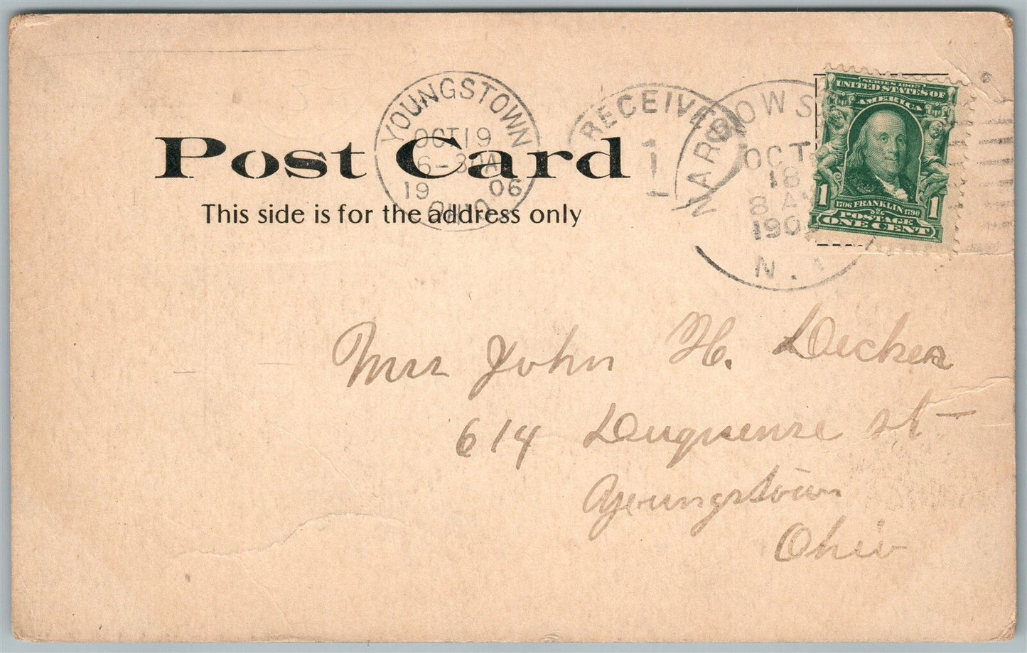 HONESDALE PA WAYNE COUNTY NORTH PARK 1906 UNDIVIDED ANTIQUE POSTCARD