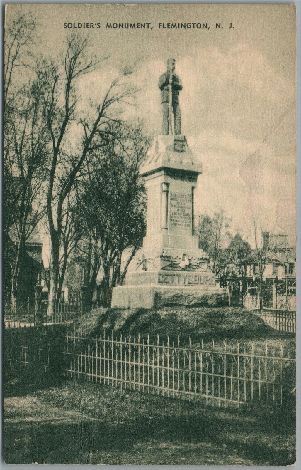 FLEMINGTON NJ SOLDIER'S MONUMENT ANTIQUE POSTCARD