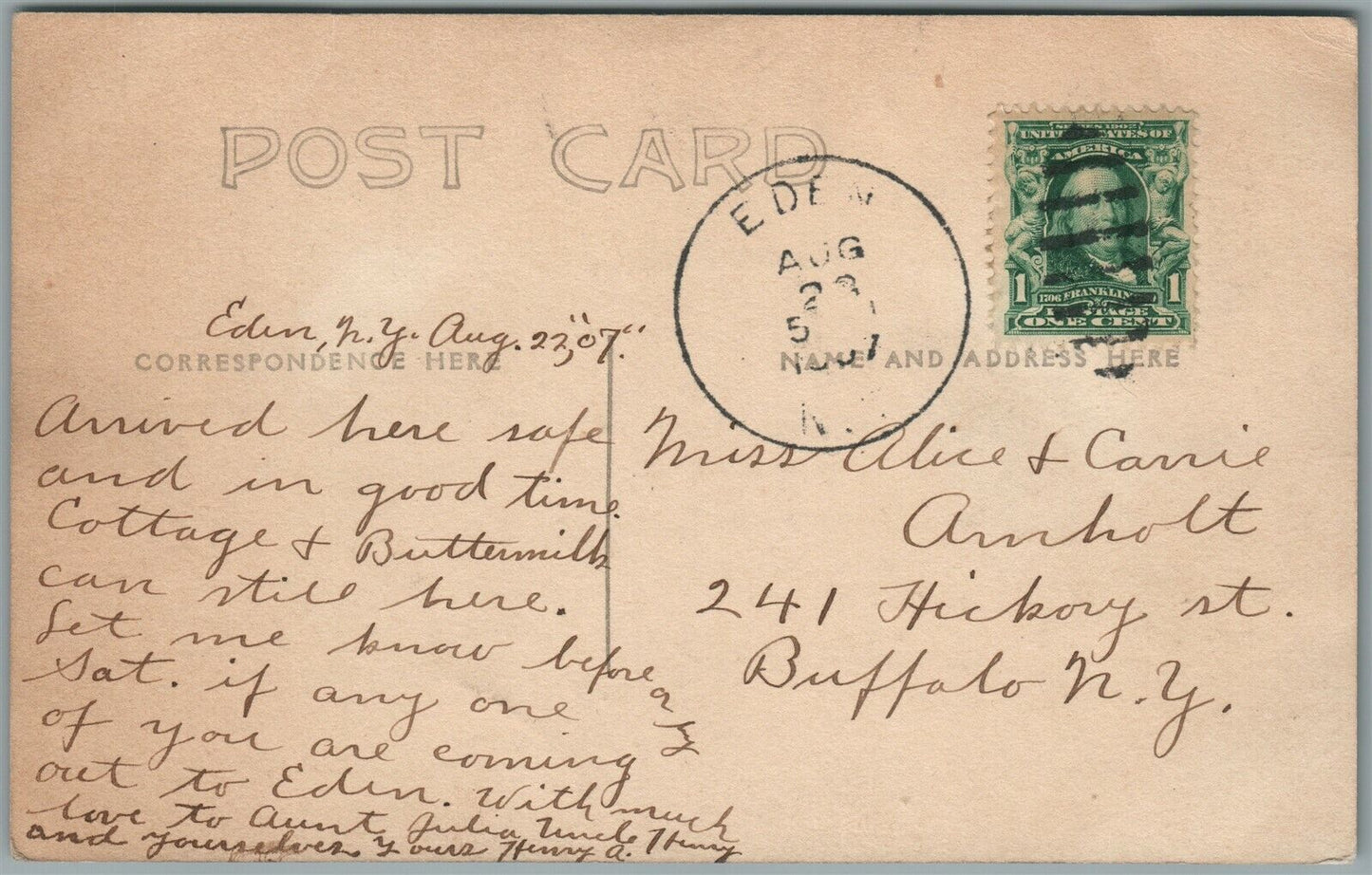 EDEN NY CORNER MAIN & WEST CHURCH STREET ANTIQUE REAL PHOTO POSTCARD RPPC