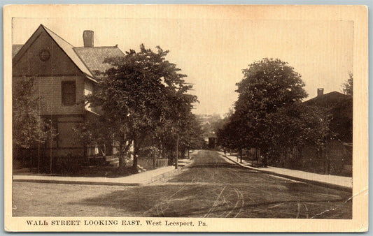 WEST LEESPORT PA WALL STREET ANTIQUE POSTCARD