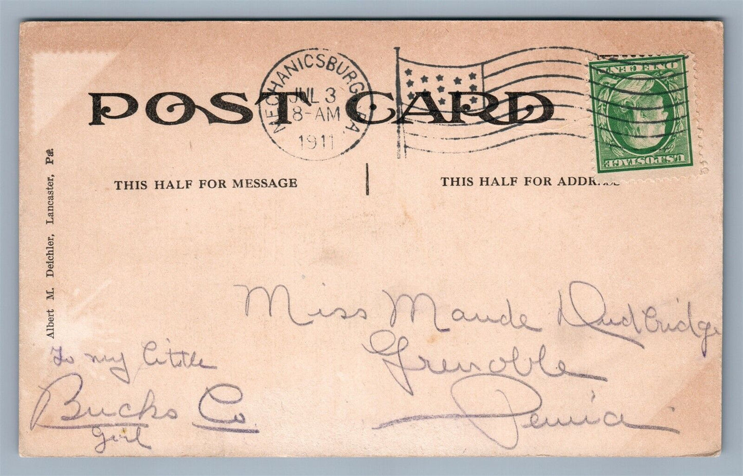 MECHANICSBURG PA EAST MAIN STREET ANTIQUE POSTCARD