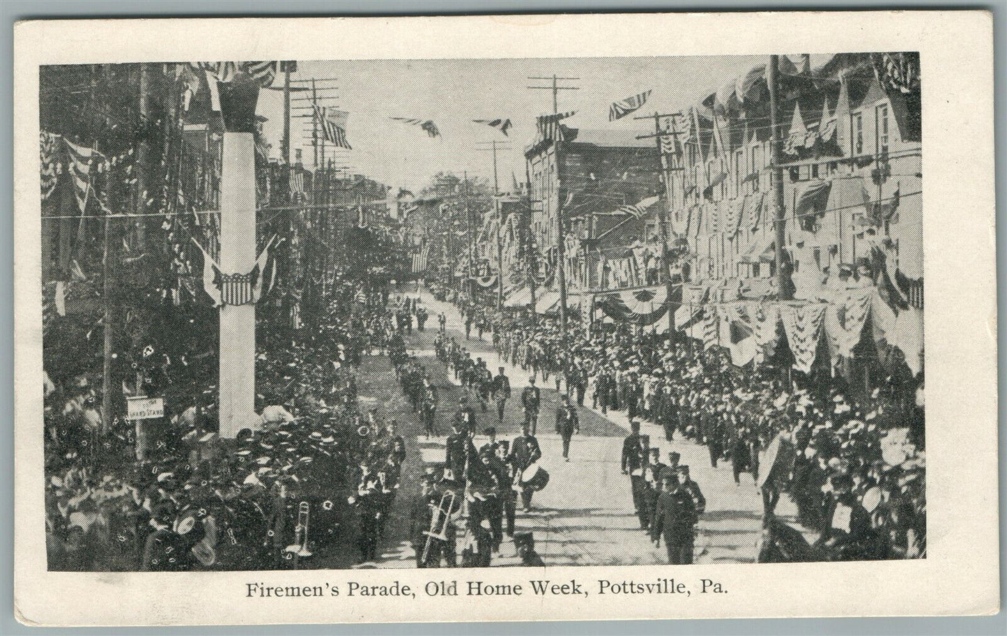 POTTSVILLE PA FIREMEN'S PARADE OLD HOME WEEK ANTIQUE POSTCARD