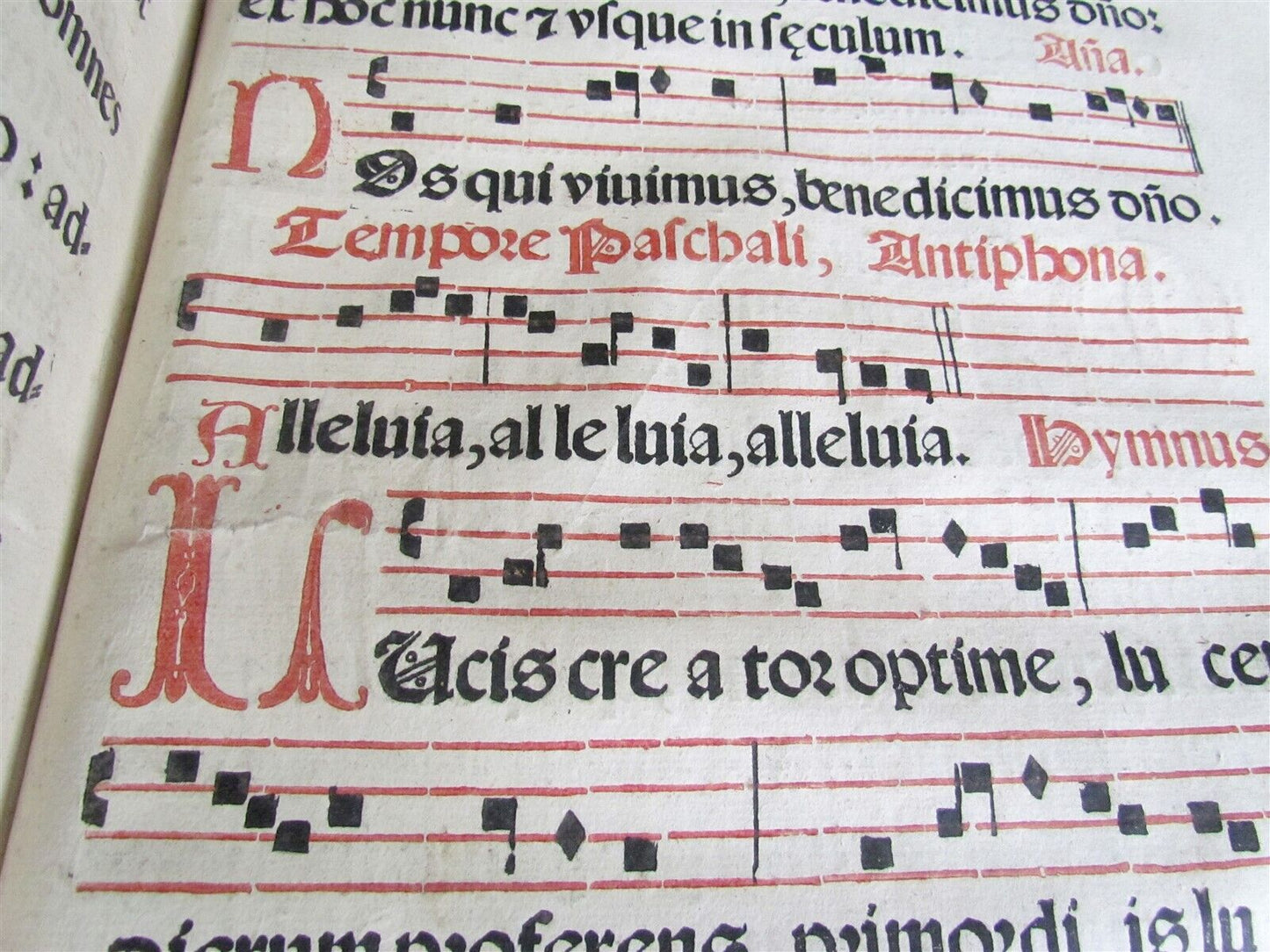 1621 PSALTERIUM ROMANUM antique MISSAL ANTIPHONAL FOLIO 11x6" w/ musical notes