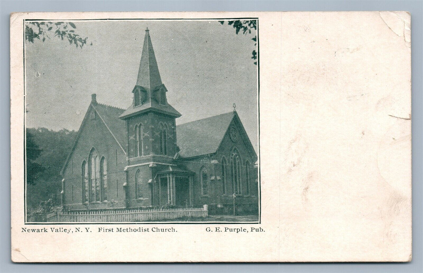 NEWARK VALLEY NY FIRST METHODIST CHURCH ANTIQUE POSTCARD