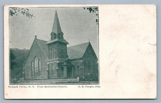 NEWARK VALLEY NY FIRST METHODIST CHURCH ANTIQUE POSTCARD