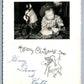 SANTA w/ CAMERA VINTAGE CHRISTMAS REAL PHOTO RPPC BOY w/ TOY GUN & HORSE