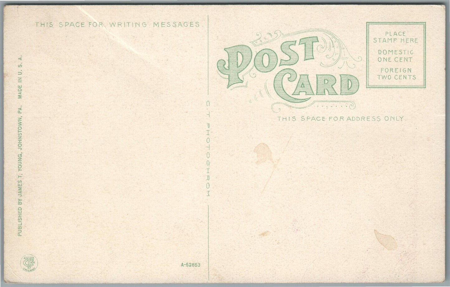 JOHNSTOWN PA VIADUCT SOUTHERN CAMBRIA STREET CAR CO. ANTIQUE POSTCARD