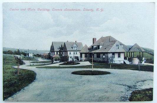 VINTAGE 1909 POSTCARD CASINO AND MAIN BUILDING LOOMIS SANATORIUM LIBERTY NY