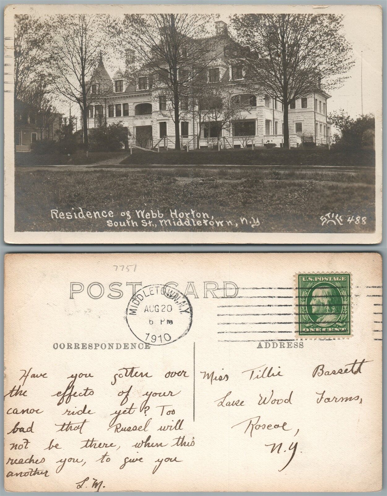 MIDDLETOWN SOUTH STREET WEBB NORTON RESIDENCE REAL PHOTO ANTIQUE POSTCARD RPPC