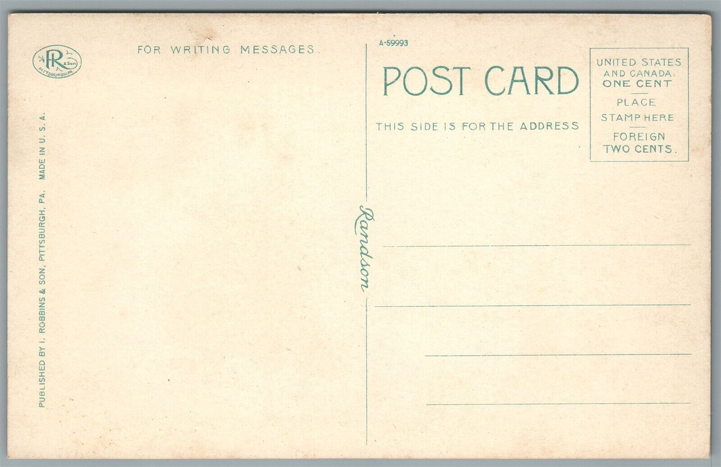 HARMONY PA OLD ECONOMITE CEMETERY ANTIQUE POSTCARD