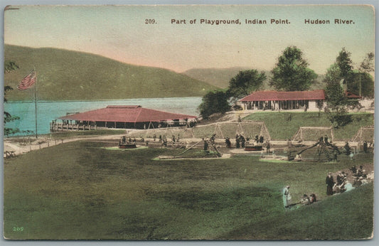 HUDSON RIVER NY INDIAN POINT PLAYGROUND ANTIQUE POSTCARD