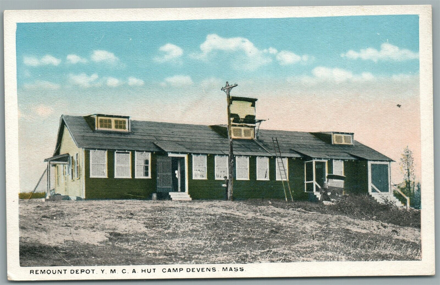 CAMP DEVENS MA REMOUNT DEPOT YMCA HUT ANTIQUE POSTCARD