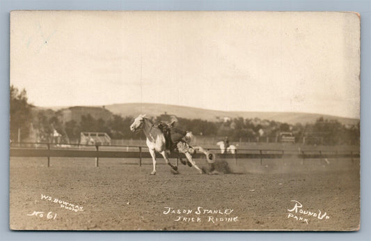 ROUND UP PANK JASON STANLEY RODEO ANTIQUE REAL PHOTO POSTCARD RPPC