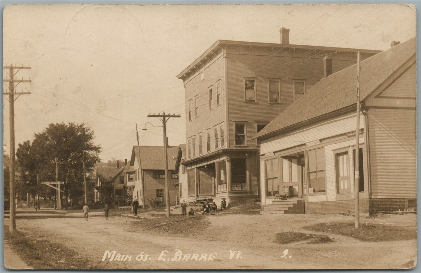 E. BARRE VT MAIN STREET ANTIQUE REAL PHOTO POSTCARD RPPC