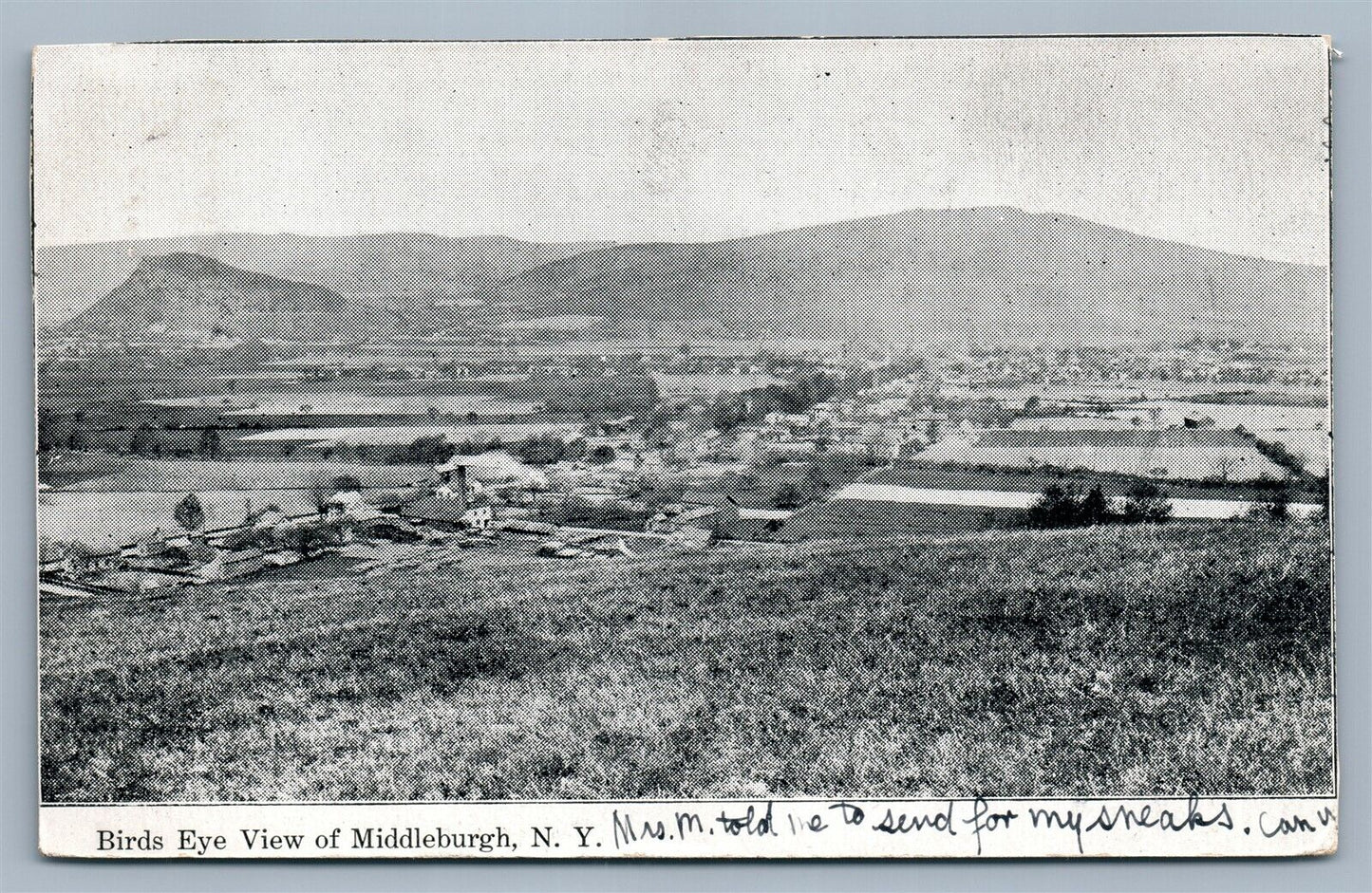 MIDDLEBURGH NY BIRDS EYE VIEW ANTIQUE POSTCARD