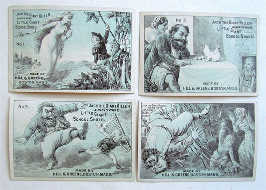 LITTLE GIANT SCHOOL SHOES SET OF 4 ANTIQUE VICTORIAN TRADE CARDS