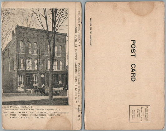 DEPOSIT N.Y. FRONT STREET POST OFFICE & MAILING DEPARTMENT ANTIQUE POSTCARD