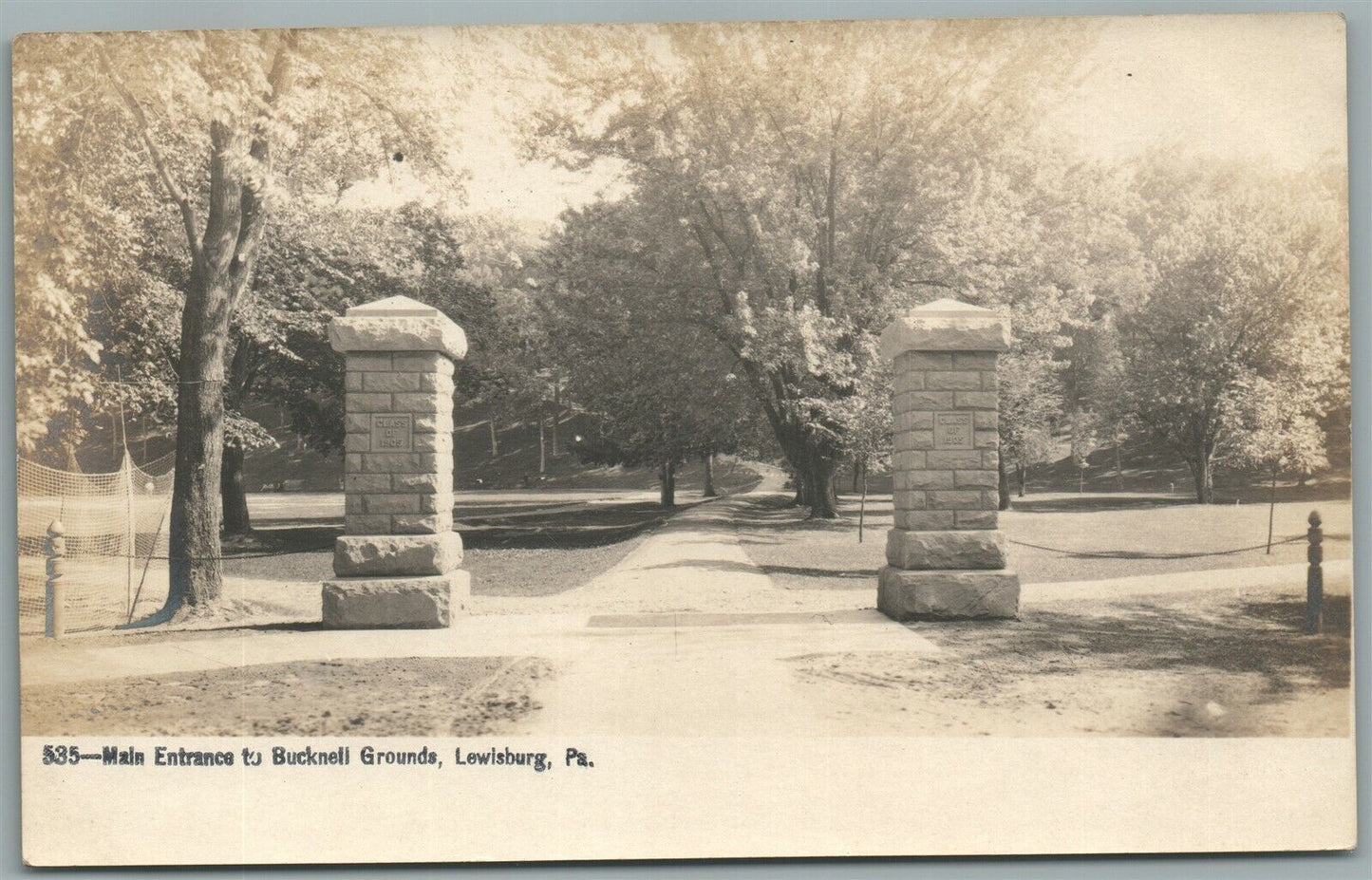LEWISBURG PA MAIN ENTRANCE TO BUCKNELL GROUNDS ANTIQUE REAL PHOTO POSTCARD RPPC