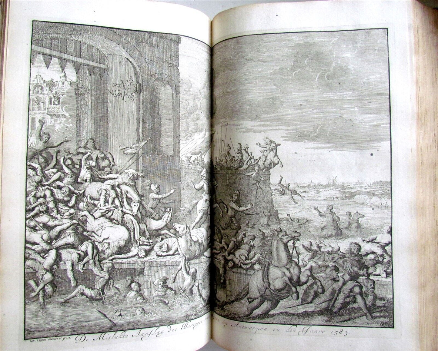 1703 NETHERLANDS HISTORY 2 FOLIO VOLUMES ILLUSTRATED ANTIQUE VELLUM BOUND