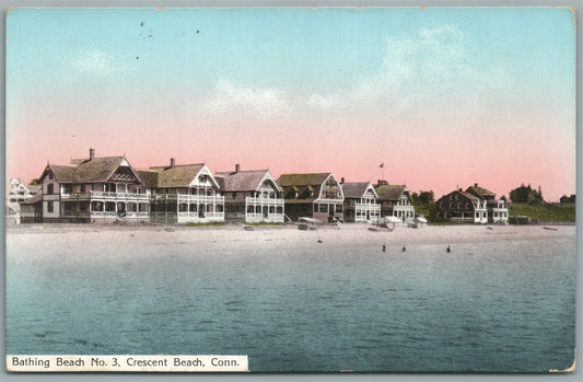 CRESCENT BEACH CT BATHING BEACH No. 3 ANTIQUE POSTCARD