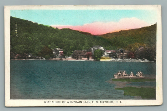 BELVIDERE NJ MOUNTAIN LAKE BOATING ANTIQUE POSTCARD