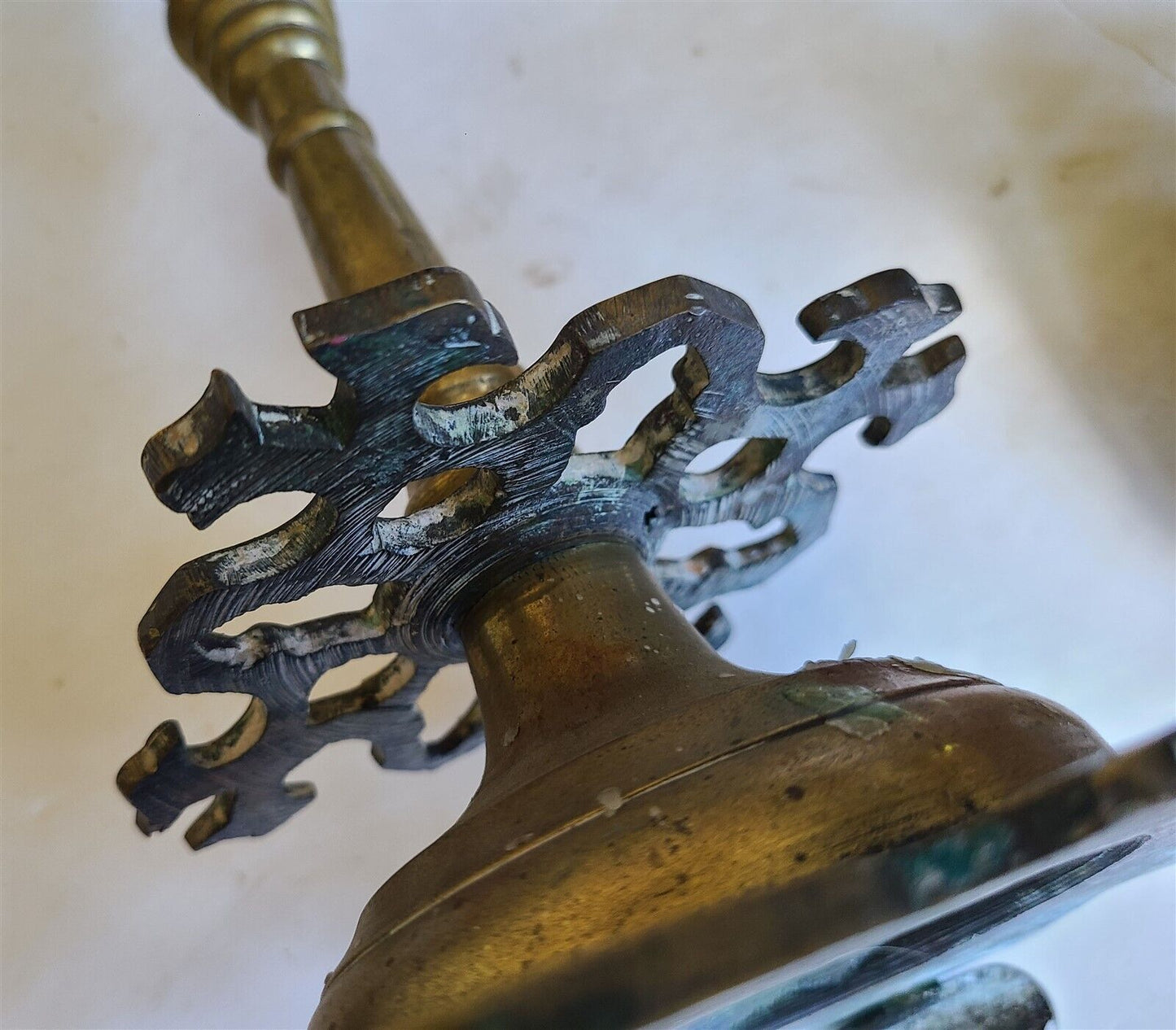 17th century RUSSIAN BRONZE PAIR of CANDLESTICKS antique RARE