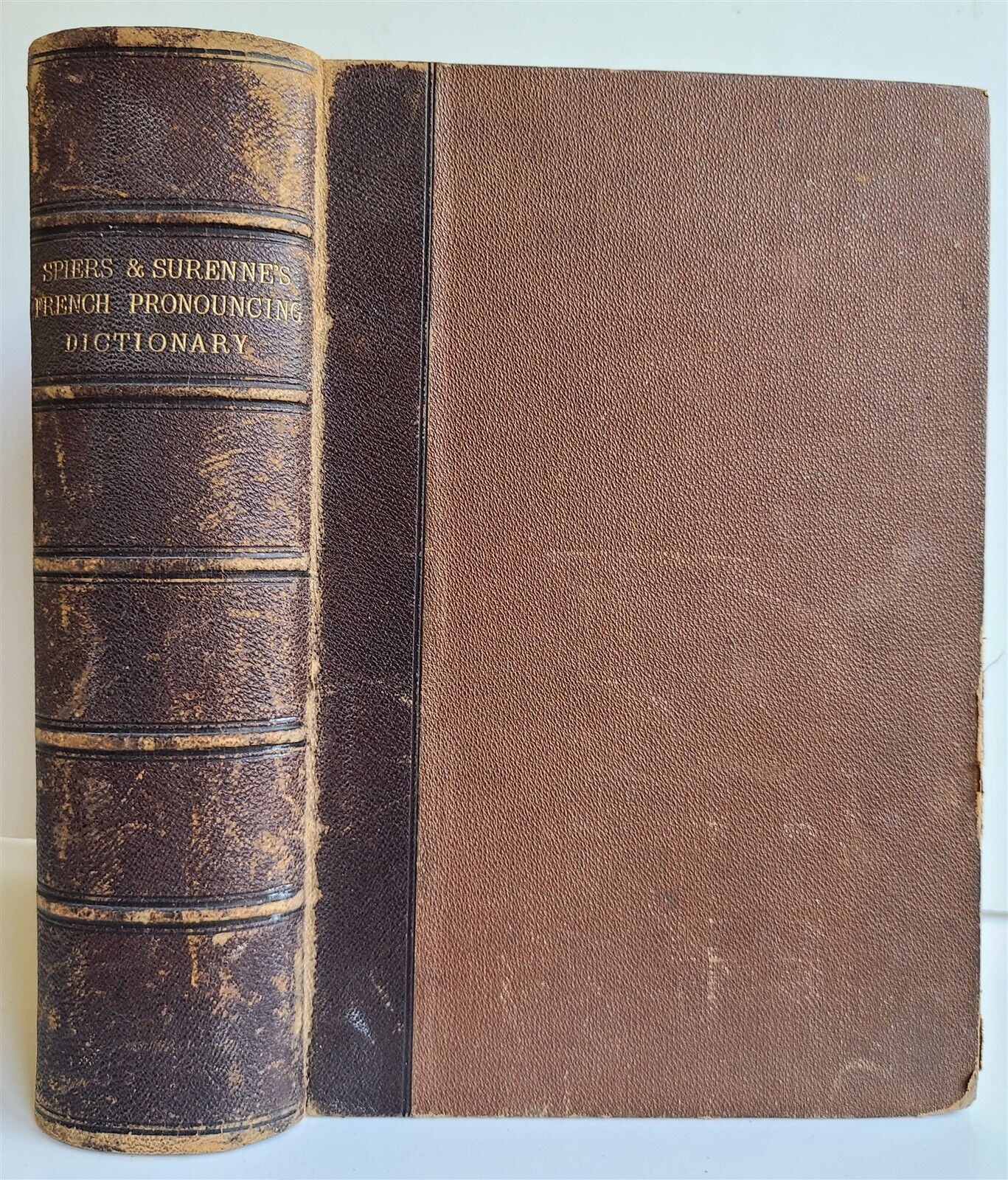 1878 FRENCH & ENGLISH PRONOUNCING DICTIONARY by Spiers antique AMERICAN EDITION