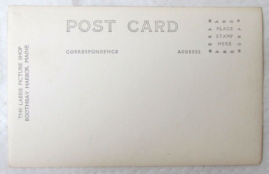 BOOTHBAY HARBOR MAINE VINTAGE REAL PHOTO POSTCARD AMERICAN FLAG