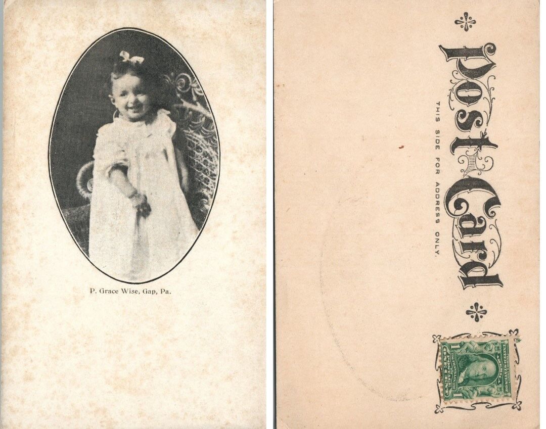 ANTIQUE UNDIVIDED POSTCARD - BABY GIRL FROM GAP PA
