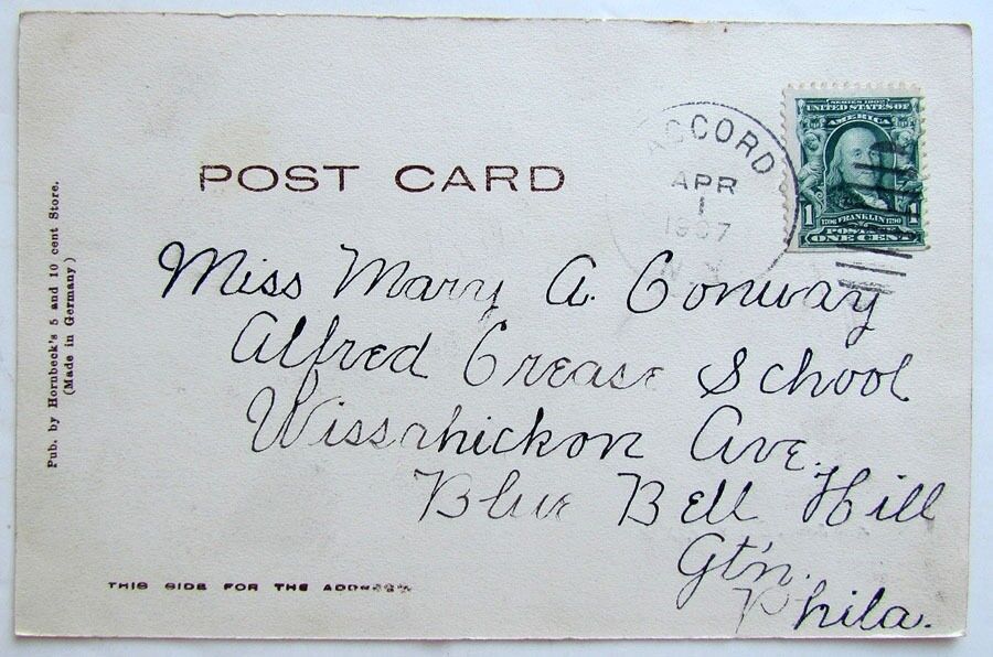 1907 VINTAGE UNDIVIDED POSTCARD HIGH SCHOOL ELLENVILE N.Y.