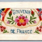 SOUVENIR DE FRANCE WOVEN IN SILK ANTIQUE POSTCARD w/ FLAGS PATRIOTIC