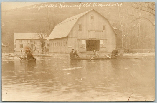 RUMMERFIELD PA HIGH WATER MARCH 1914 ANTIQUE REAL PHOTO POSTCARD RPPC