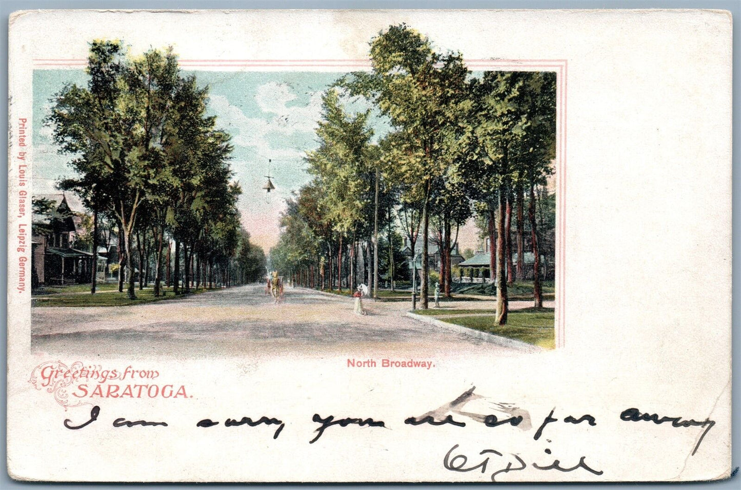 SARATOGA NY NORTH BROADWAY 1905 UNDIVIDED ANTIQUE POSTCARD