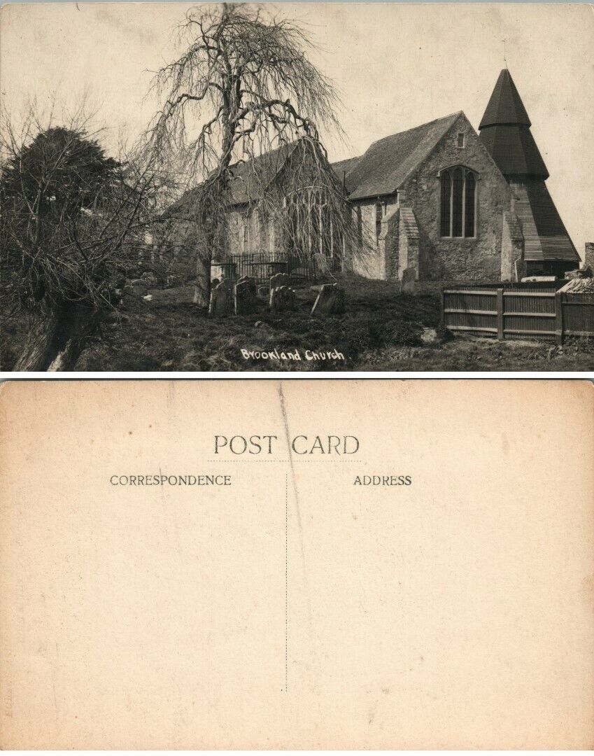 ST.AUGUSTINE'S CHURCH BROOKLAND KENT UK RPPC REAL PHOTO ANTIQUE POSTCARD