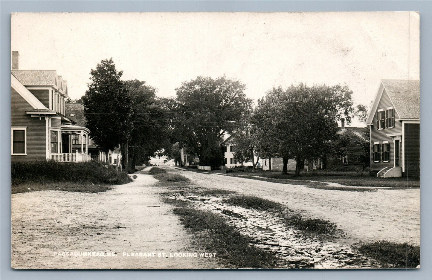 PASSADUMKEAG ME PLEASANT STREET ANTIQUE REAL PHOTO POSTCARD RPPC