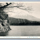 JAPAN MT. FUJI LAKE NISHINOKO ANTIQUE POSTCARD w/ HOTEL STAMP