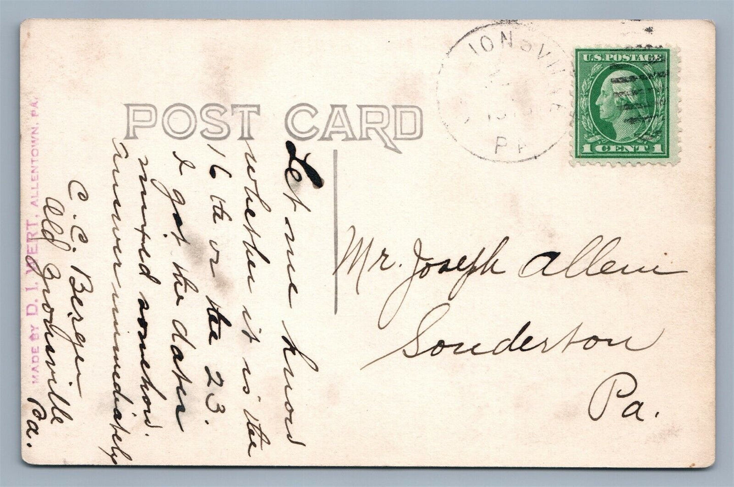 OLD ZIONSVILLE PA ANTIQUE REAL PHOTO POSTCARD RPPC