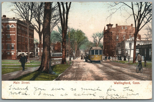 WALLINGFORD CT MAIN STREET ANTIQUE POSTCARD