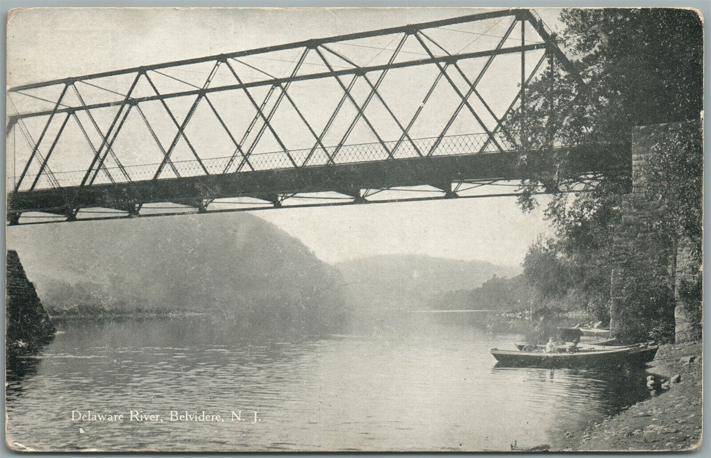 BELVIDERE NJ DELAWARE RIVER ANTIQUE POSTCARD