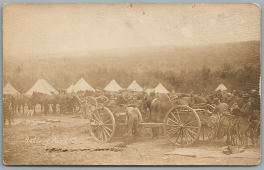 WWI ERA US MILITARY BATTERY PARK ANTIQUE REAL PHOTO POSTCARD RPPC