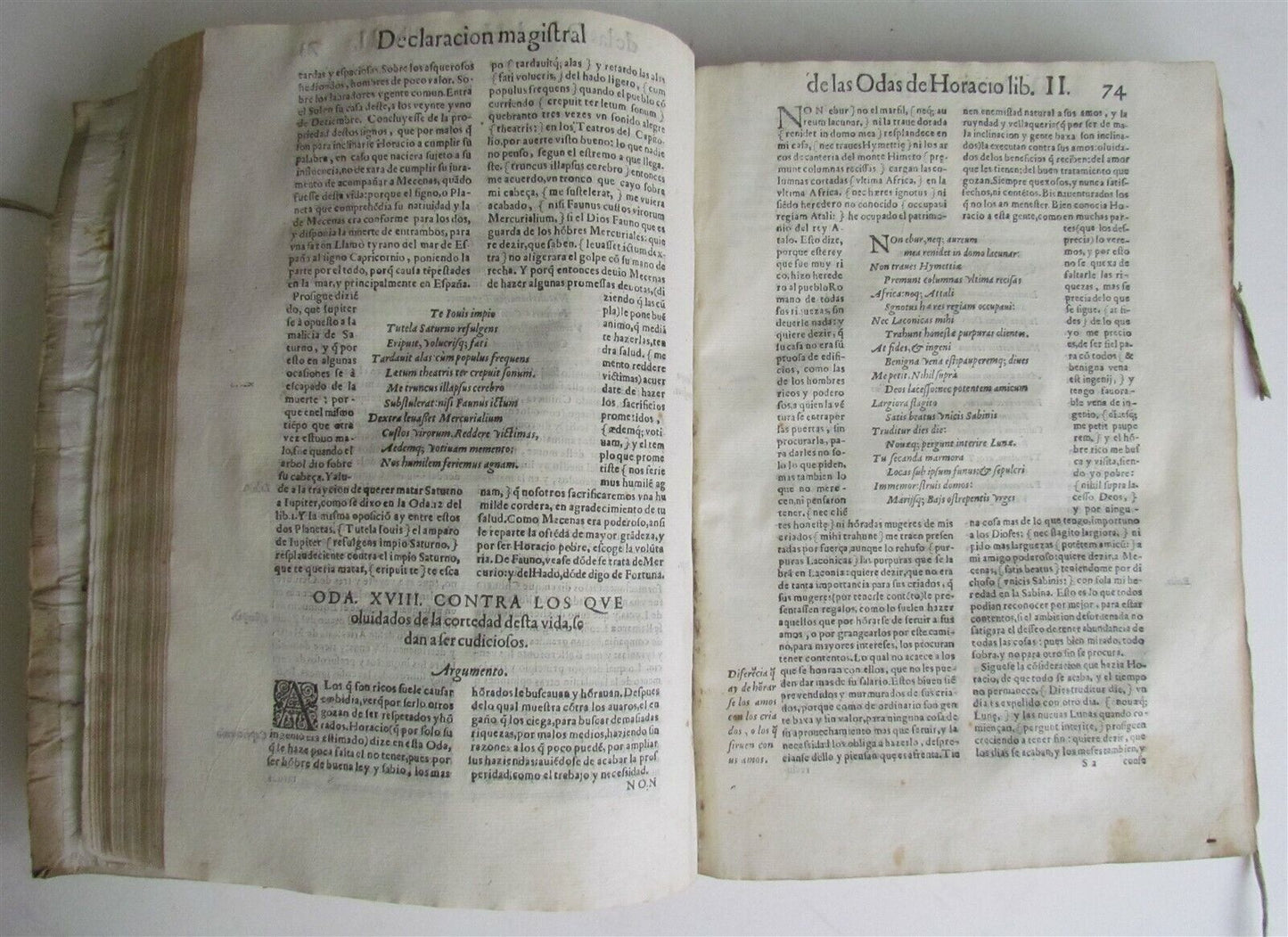 1599 HORACE WORKS in SPANISH antique POETRY VELLUM Q. HORATII FLACCI V.de Biedma