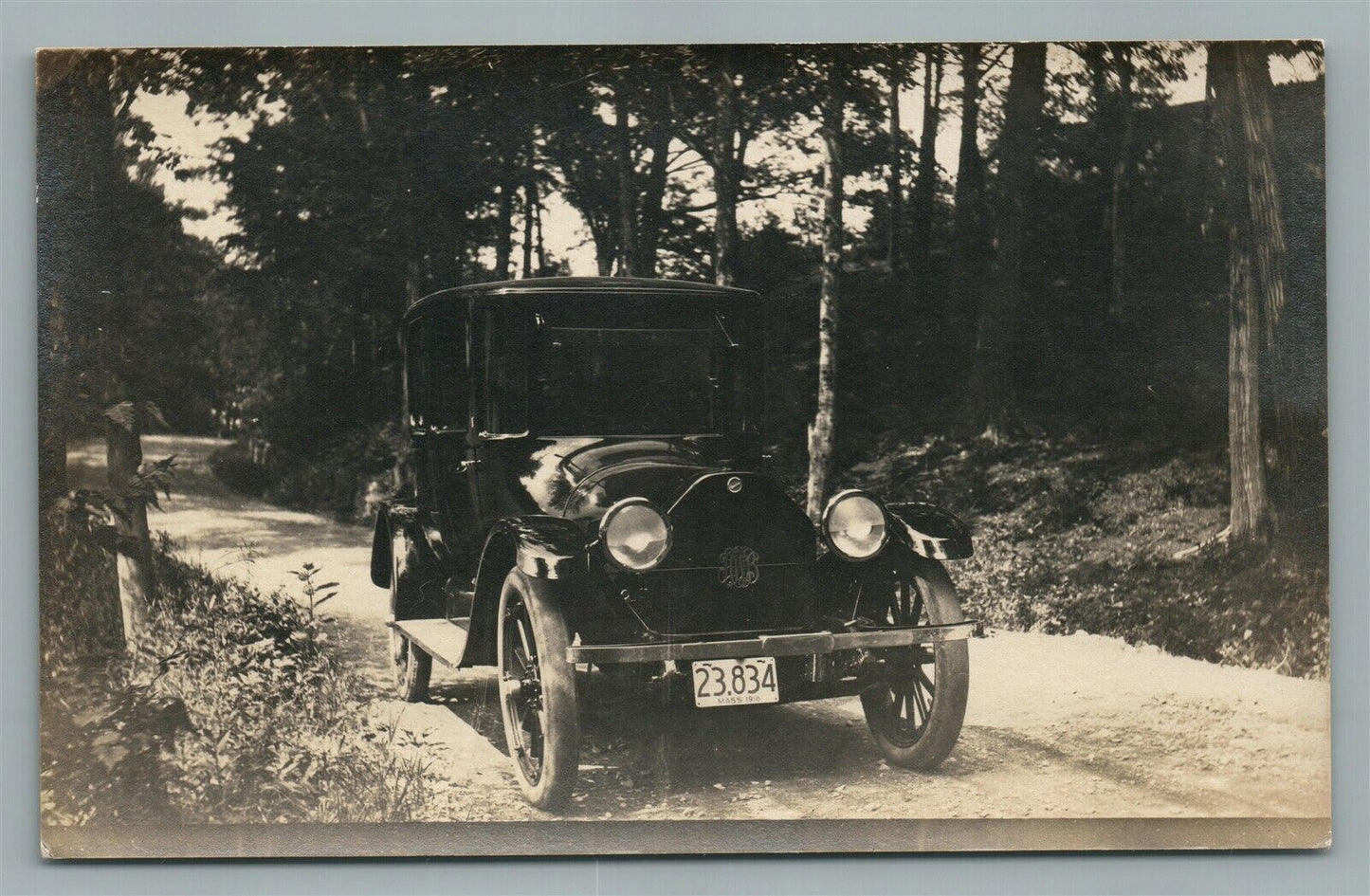 OLD AUTOMOBILE MASSACHUSETTS 1918 LICENSE PLATE ANTIQUE REAL PHOTO POSTCARD RPPC