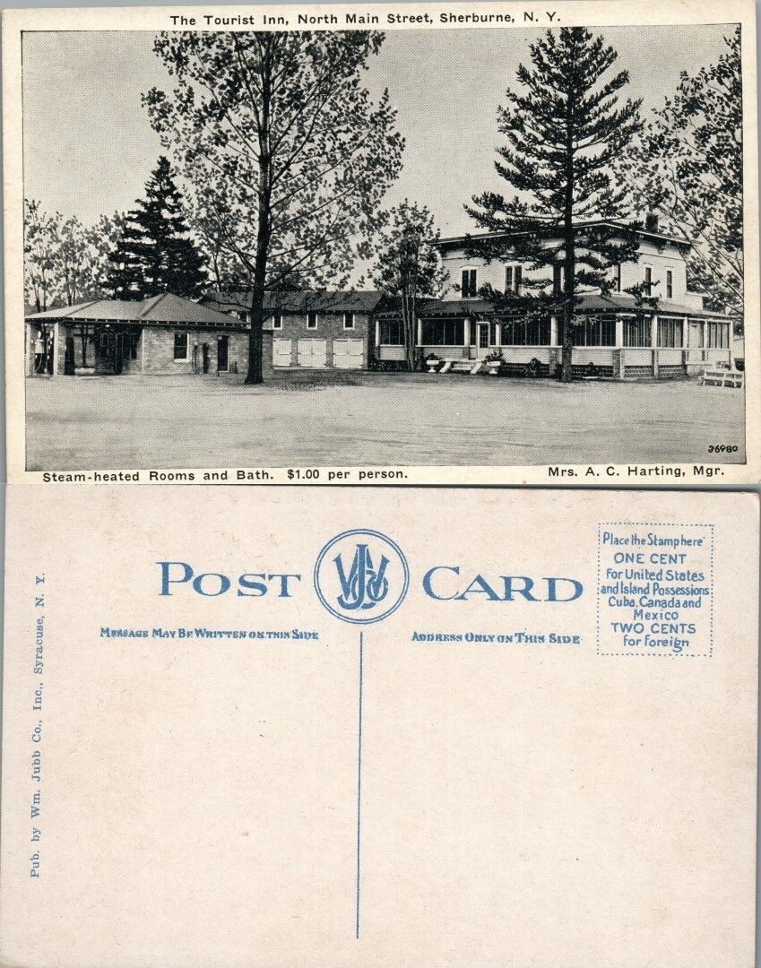ANTIQUE POSTCARD TOURIST INN HOTEL NORTH MAIN STREET SHERBURNE N.Y.